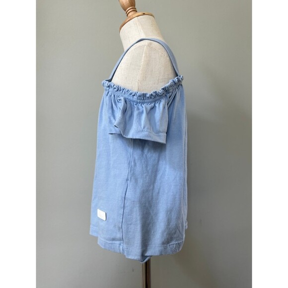 Girls Soft Blue Off the Shoulder Halter Top Shirt Blouse | 7 For All Mankind | 6 - Picture 2 of 5